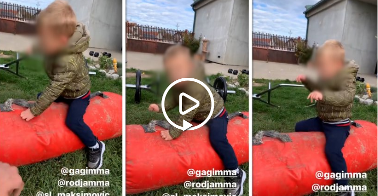 Малиот Жељко тргна по стапките на татко му: Удира боксерска вреќа, додека Вељко гордо го бодри и снима