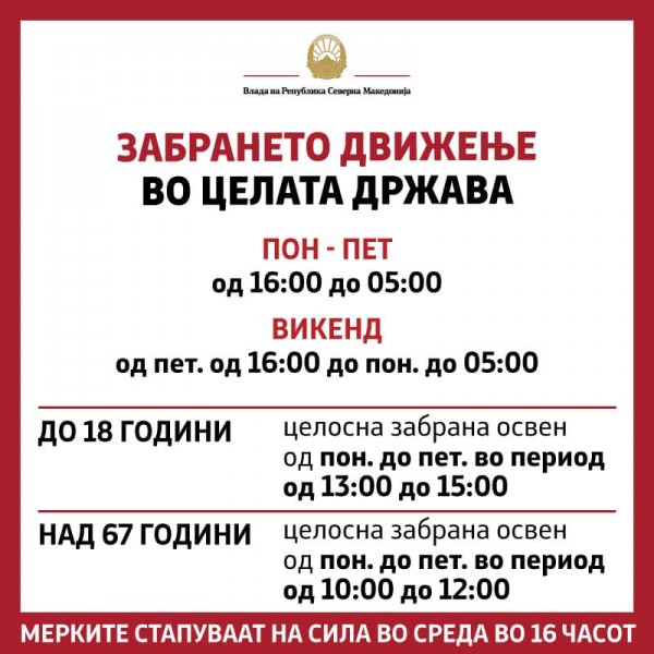 Од среда измени во полицискиот час: Младите до 18 години ќе имаат само 2 часа за движење